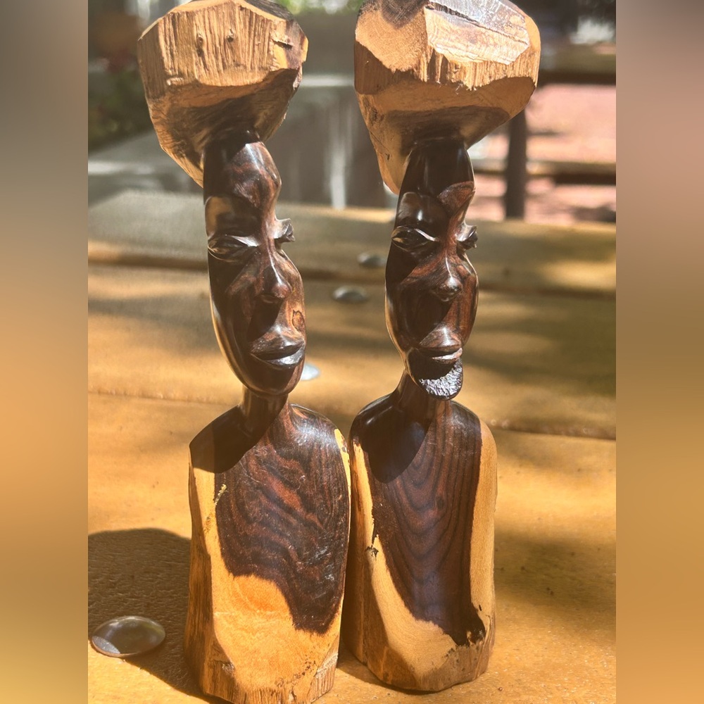 Large Tanzania Makonde Handcrafted Wooden Sculpture Set
